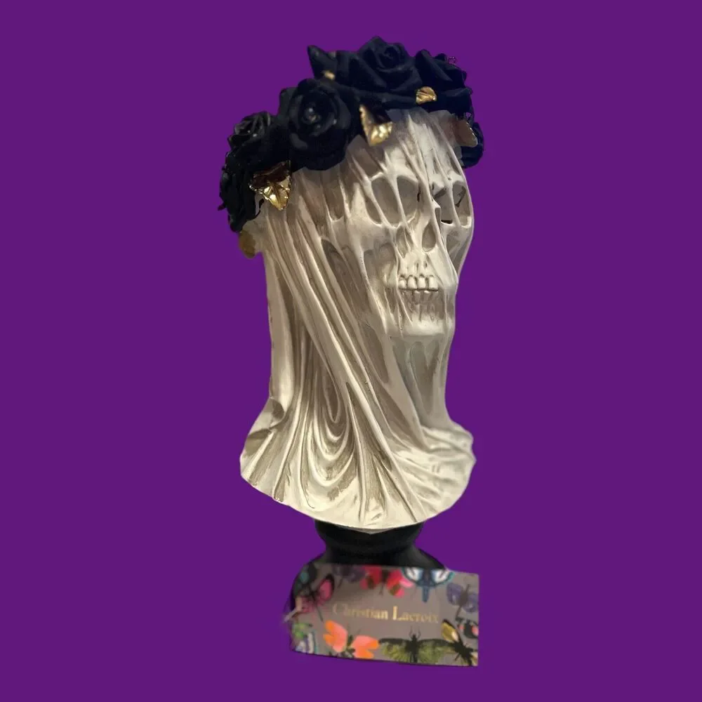 Veiled Lady Woman  Skeleton Bust Light Up LED Figure Goth Decor Halloween